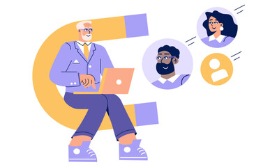 Older Businessman. Flat Vector Illustration