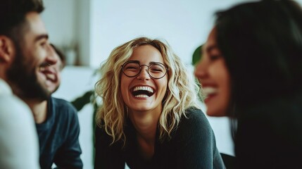 Fototapeta premium Joyful Friends Sharing Laughter in a Relaxed Setting
