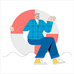 Older Businessman. Flat Vector Illustration