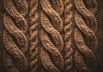 Brown Cable Knit Sweater Fabric Texture