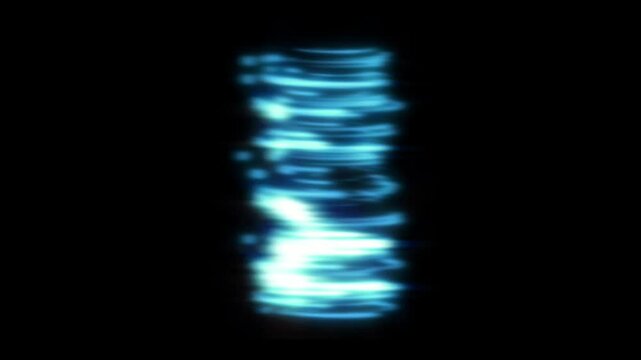 Animation blue light effects for teleport transporter isolate on black background.