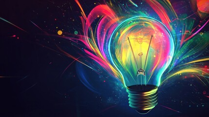 Colorful Light Bulb with Abstract Background