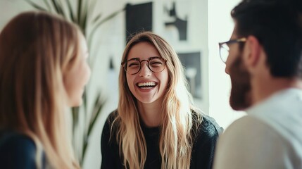 Joyful Moments Among Friends in Modern Setting