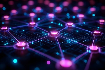 Abstract Digital Network of Glowing Connections