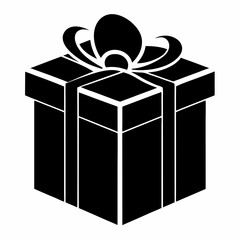 Christmas Silver Gift Box Black silhouette