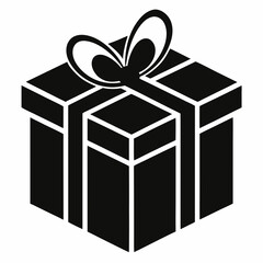 Christmas Silver Gift Box Black silhouette