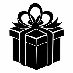 Christmas Silver Gift Box Black silhouette