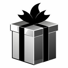 Christmas Silver Gift Box Black silhouette