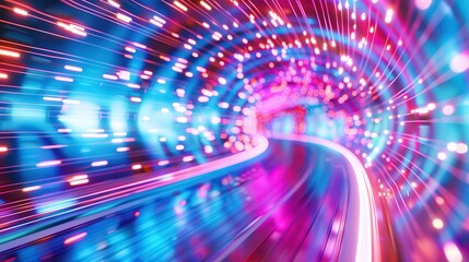 Obraz premium Abstract Immersive Tunnel with Colorful Lights