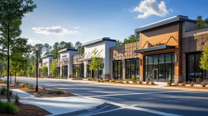 Sunny countryside shopping plaza