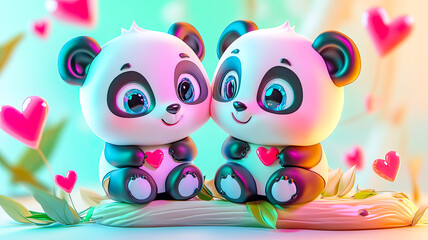 Fototapeta premium Zwei Panda Babys