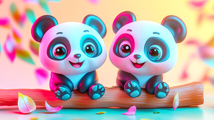 Fototapeta premium Zwei Panda Babys