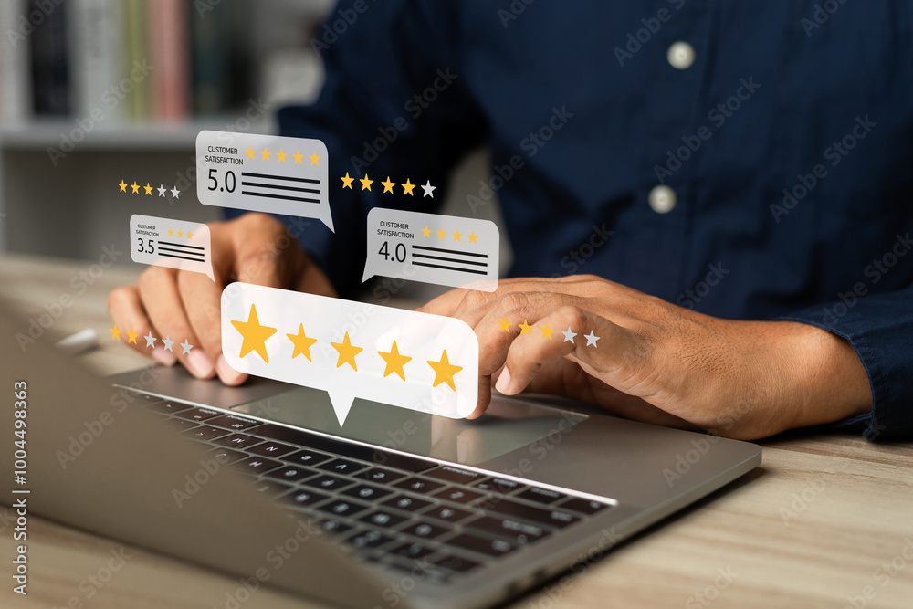 Canvas Prints online customer satisfaction survey service concept, client rate service from experience in applicat