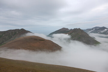 Russia Commander Islands landscape on a cloudy summer day