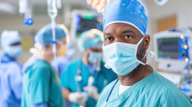 Anesthesiologist adjusting equipment pre-surgery. - Powered by Adobe