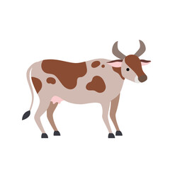 Dairy cow milk farm animal illustration. Flat simple vector. Cow emblem. Dairy product logo