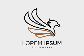 Eagle and wings logo design vector template illustration with creative idea