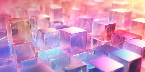 A colorful image of many cubes in various shades of pink and purple background