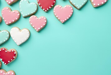 Valentine's Day Heart Cookies Pastel Background