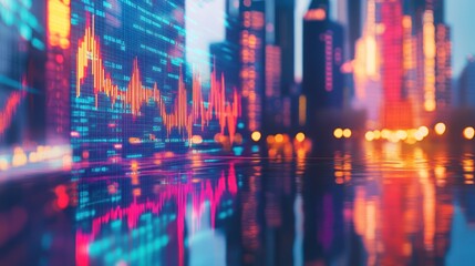 Fototapeta premium Financial Data and Cityscape