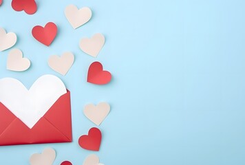 Valentine's Day Red White Hearts Envelope Mockup
