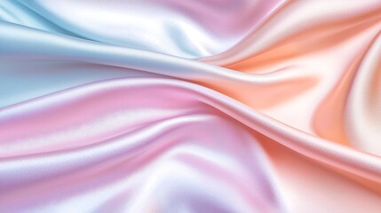 Obraz premium Elegant satin texture with flowing curves and a glossy, vibrant surface, blending pastel colors into a soft and luminous fabric scene