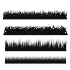 Set of black grass silhouettes vector.