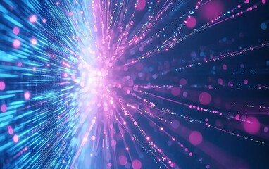 Fototapeta premium Vibrant explosion of light particles creates a mesmerizing display of color in a cosmic setting above a dark background