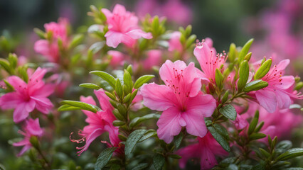realistic illustration of a pink azalea flowers