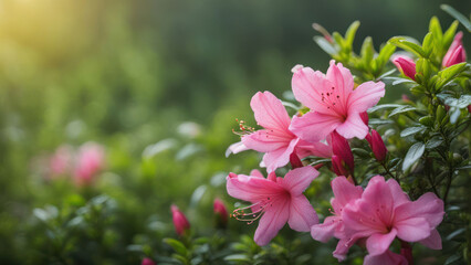 Obraz premium realistic illustration of a pink azalea flowers