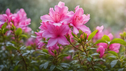 Obraz premium realistic illustration of a pink azalea flowers