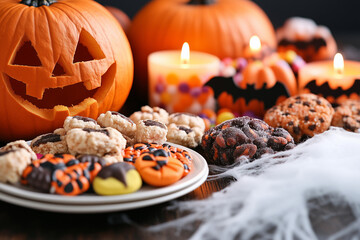 décor halloween, citrouille d'halloween, friandises gourmandise