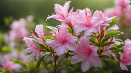 Fototapeta premium realistic illustration of a pink azalea flowers