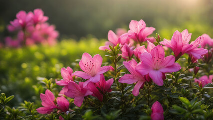 realistic illustration of a pink azalea flowers