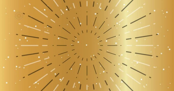 Looping Fireworks Animation. Gold background and white stars.Celebration card for mailing, web invitation, greeting cards&hellip; animation made in 4K vector design.