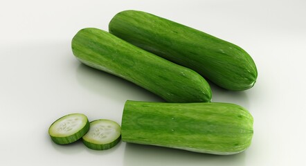 Fresh cucumber isolated on white background	
