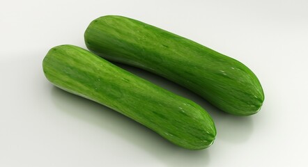 Fresh cucumber isolated on white background	
