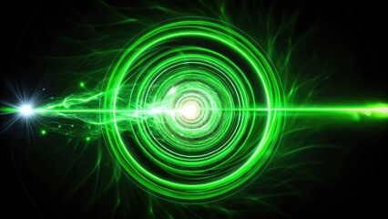 Fototapeta premium Glowing green vortex with a futuristic digital feel.