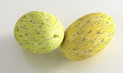 Ripe melon close-up on a white background. Melon isolated