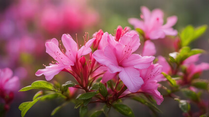 realistic illustration of a pink azalea flowers