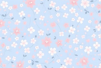 Vintage Floral Fabric Texture - Pastel Pink and Baby Blue Flowers