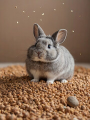 Gray chinchilla sitting on a filler