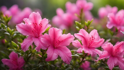 realistic illustration of a pink azalea flowers