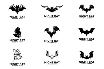 Set of Bat logo design vector, Bat logo design template