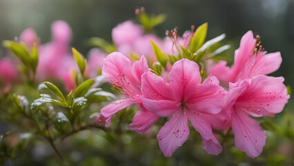 Obraz premium realistic illustration of a pink azalea flowers