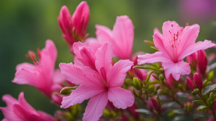 Obraz premium realistic illustration of a pink azalea flowers
