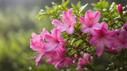 Fototapeta premium realistic illustration of a pink azalea flowers