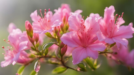 Obraz premium realistic illustration of a pink azalea flowers