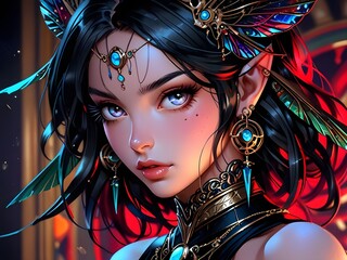 anime beauty halloween sexy witch.