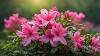Obraz premium realistic illustration of a pink azalea flowers